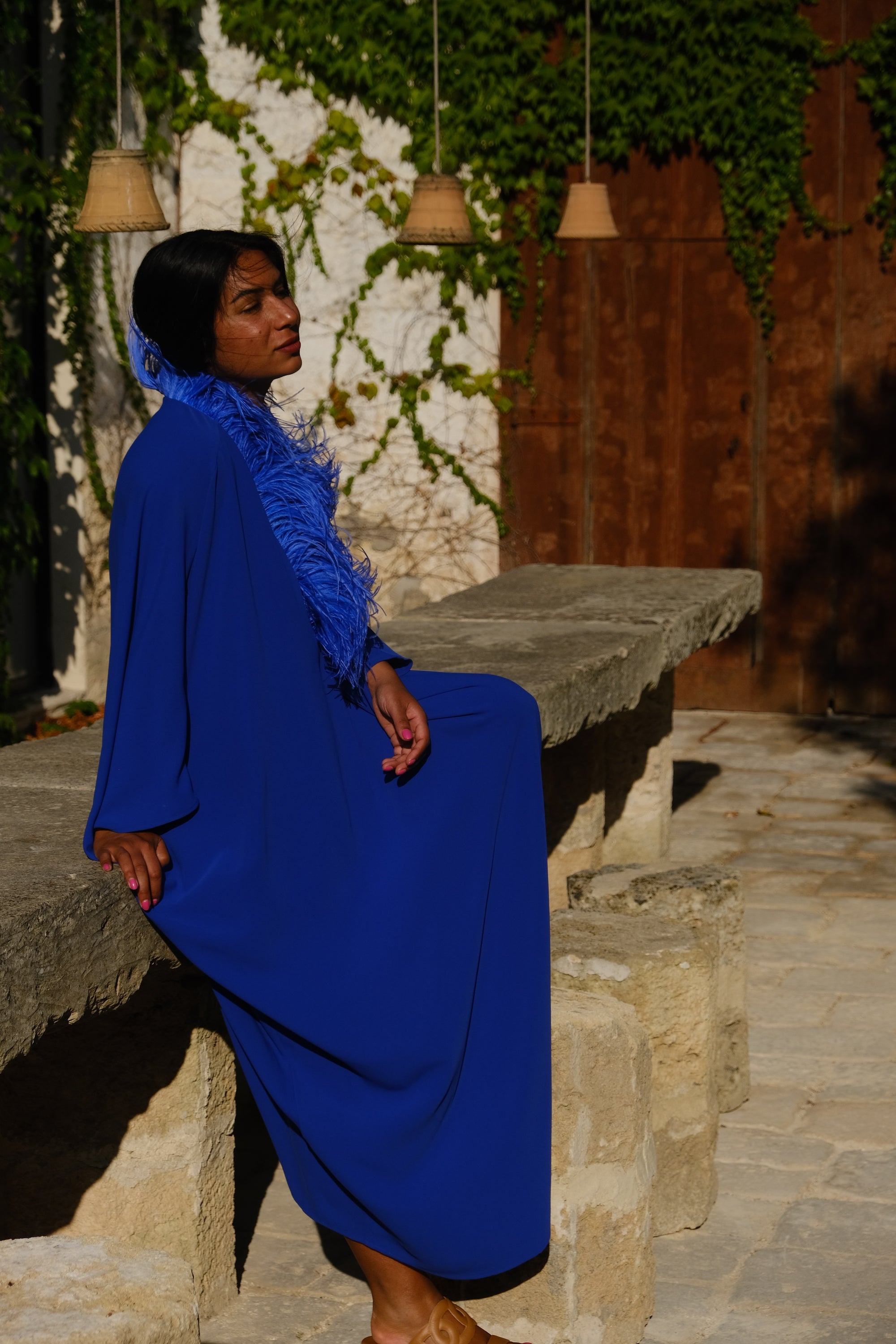 Elegant Blue Kaftan, designed by SAAHN